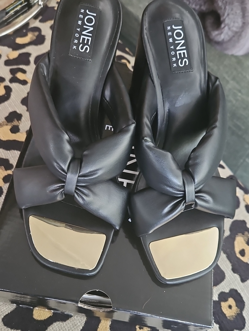 Jones New York Eastelle Bow Square-Toe Heels in Black US 8.5 M New